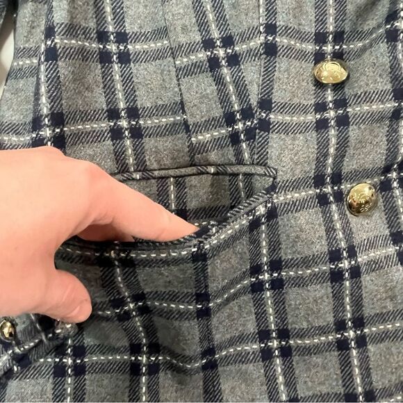 Draper James x Eloquii Gray Blue Plaid Wool Blend Blazer size 18 - Picture 11 of 11